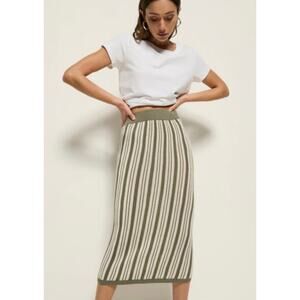 Nation Ltd Mirella Sweater Midi Skirt Crochet Knit Skirt Green Herb XS Cotton